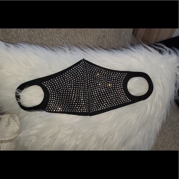 Black rhinestone bling face mask - Picture 6 of 10